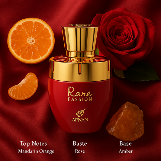 Afnan Rare Passion Eau De Parfum 100ml bottle and packaging
