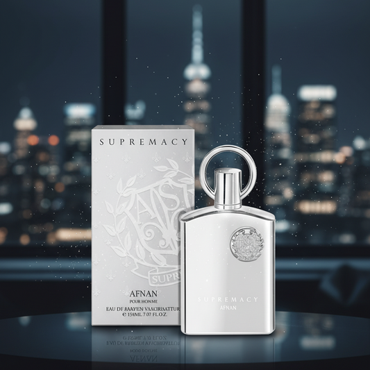 Afnan Supremacy Silver Eau De Parfum 100ml bottle and packaging
