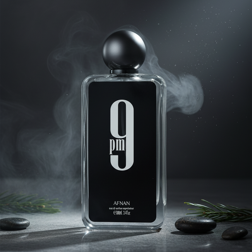 Afnan 9 PM EDP 100ml side angle - floral warm notes evening fragrance