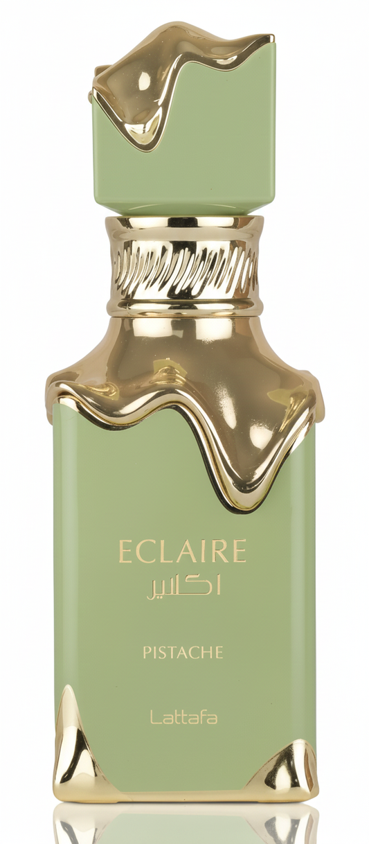Lattafa Eclaire Pistache Eau De Parfum 100ml bottle and packaging